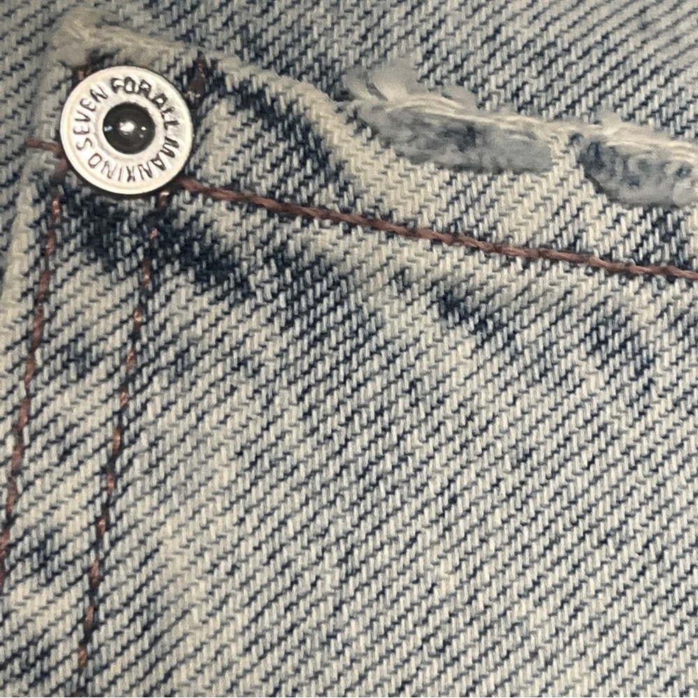 7 For All Mankind Women Light Blue Wash Denim Mini Skirt Sz. 26 - Picture 9 of 9